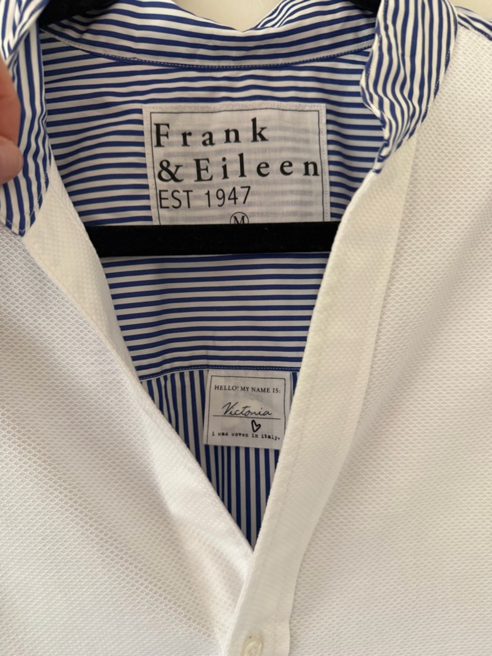 Frank & Eileen Victoria Italian Tuxedo Shirt Blue Stripe White Bib Medium - Picture 6 of 7